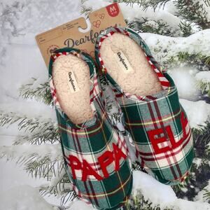 NWT Dearfoams Papa Elf Plaid Slippers size Medium 9-10